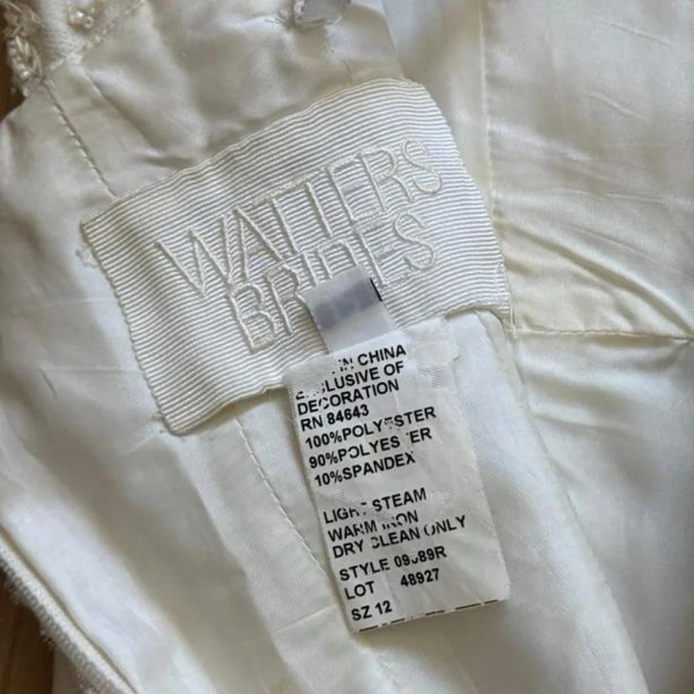 1990’s Vintage Cream Ivory Boning Zip Up Beaded Sweetheart Bridal Bodice Top - Picture 7 of 8